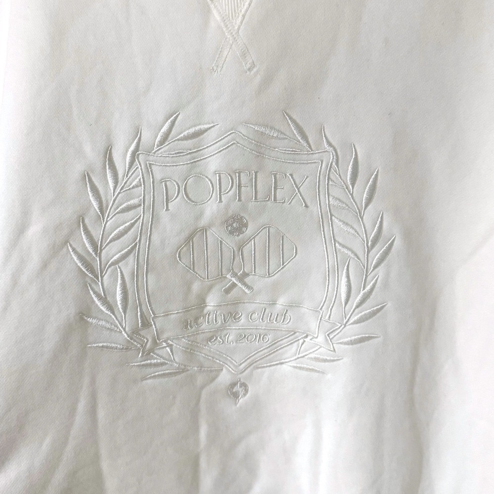 POPFLEX Active Club Embroidered Oversized Sweatshirt White 1X/3X Tenniscore